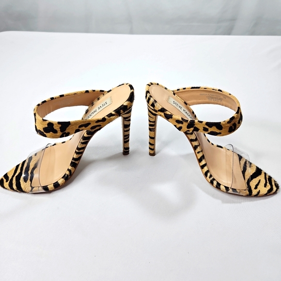 Leopard Print Stiletto Heel with Clear Strap - Picture 6 of 10